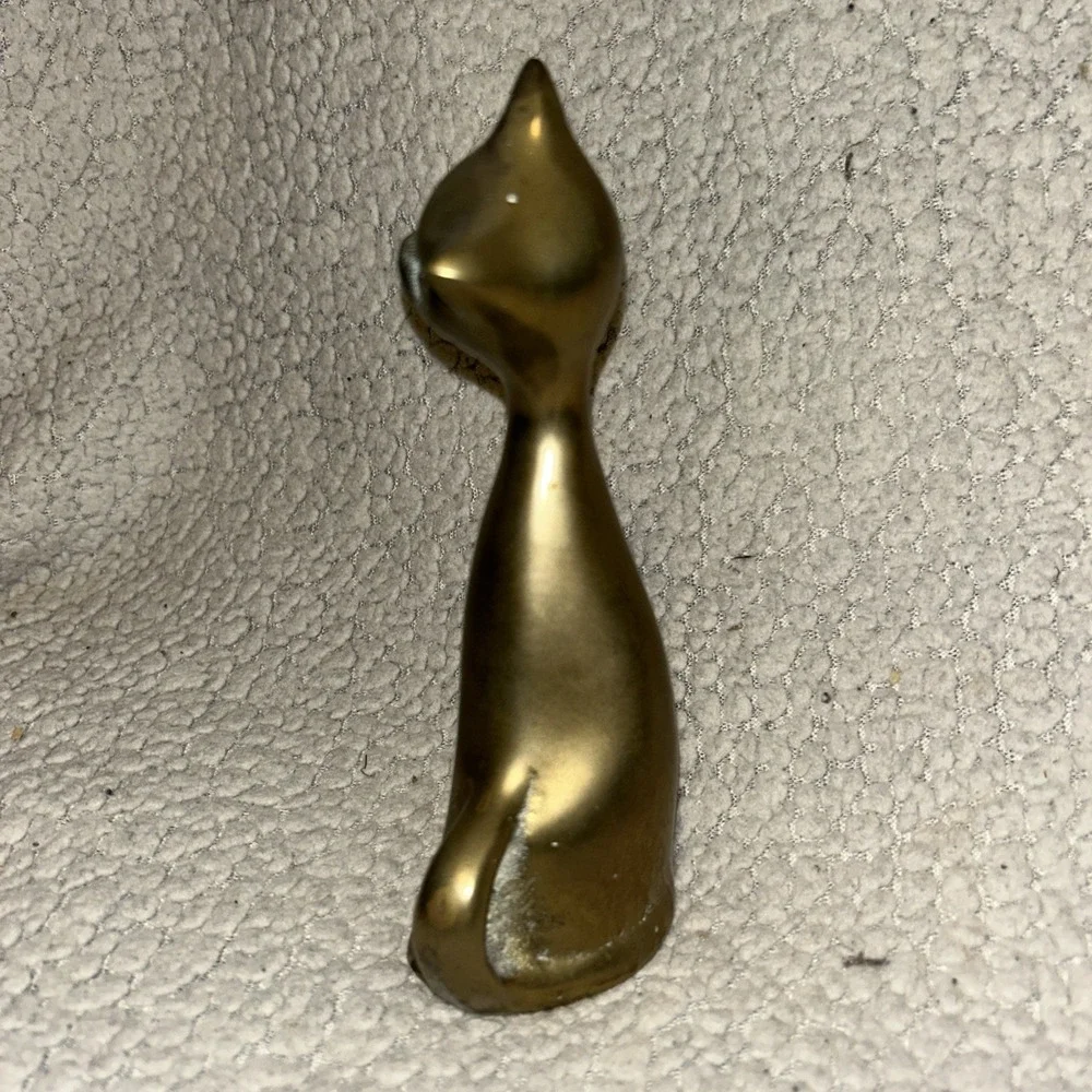 Vintage Brass MCM Cat‎ Statue 6.5